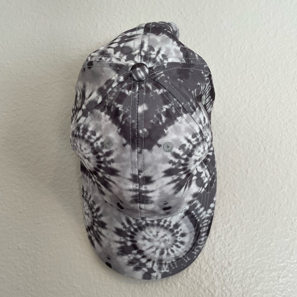 Black, White and Grey Youth Tie-Dye Hat with Velcro Back